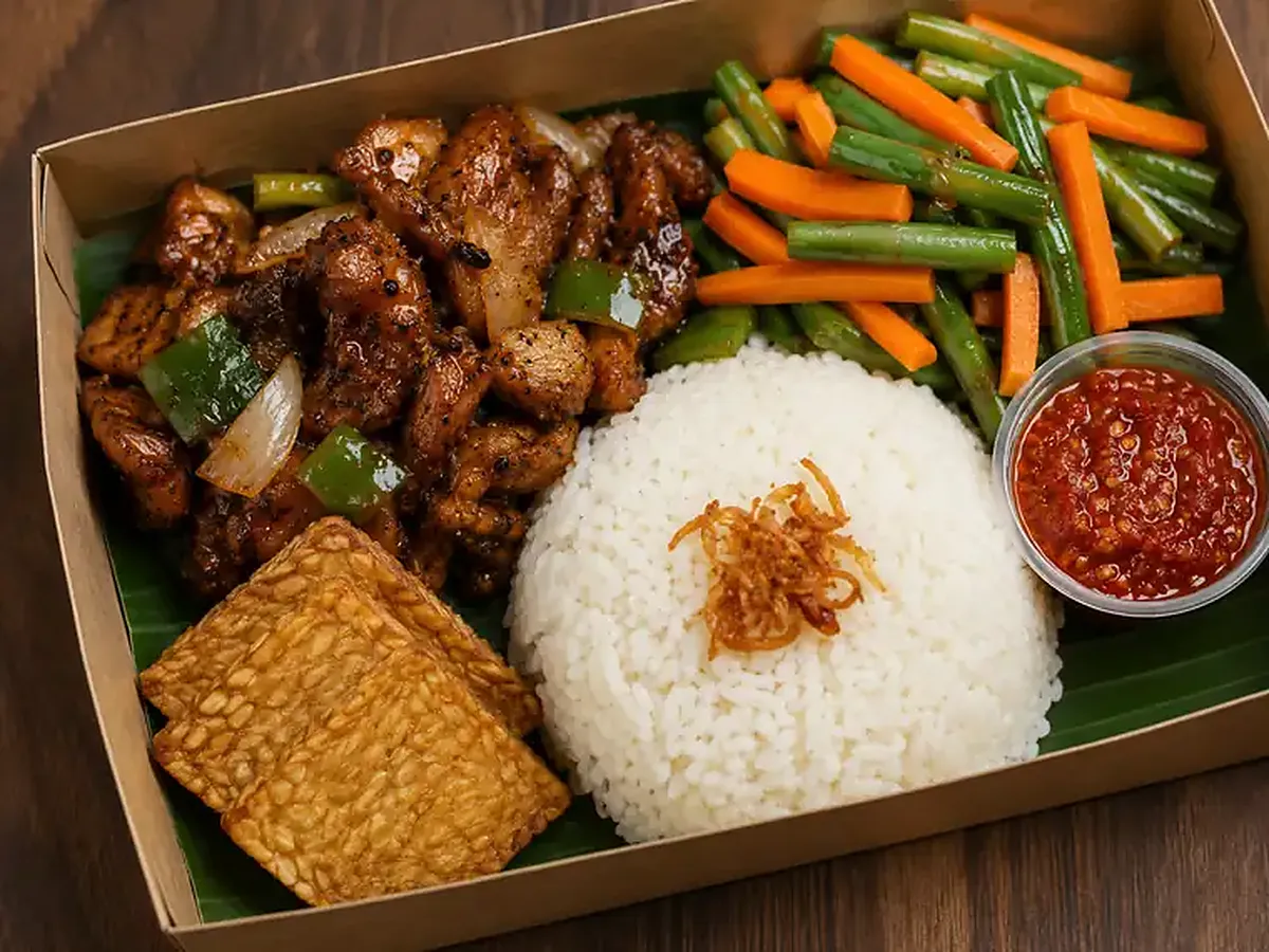 Nasi ayam saus tiram Mikhayla Catering